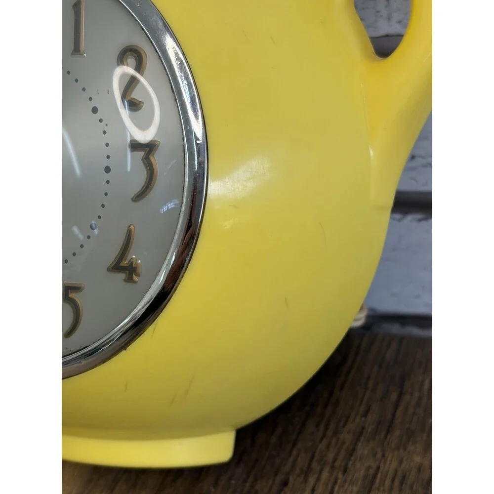 Vintage Sessions Yellow Teapot Wall Clock Works Rare Color Vintage
